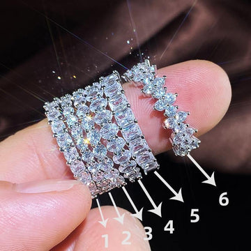 Luxury Micro Paved Big Round/Square/Oval AAA+ Cubic Zirconia Diamonds Promise Rings - The Jewellery Supermarket